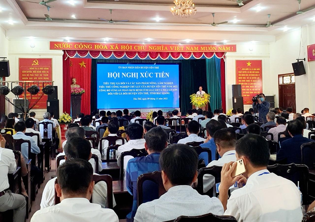 Hội nghị xúc tiến tiêu thụ gà đồi và các sản phẩm nông, lâm nghiệp - tiểu thủ công nghiệp chủ lực huyện Yên Thế năm 2022