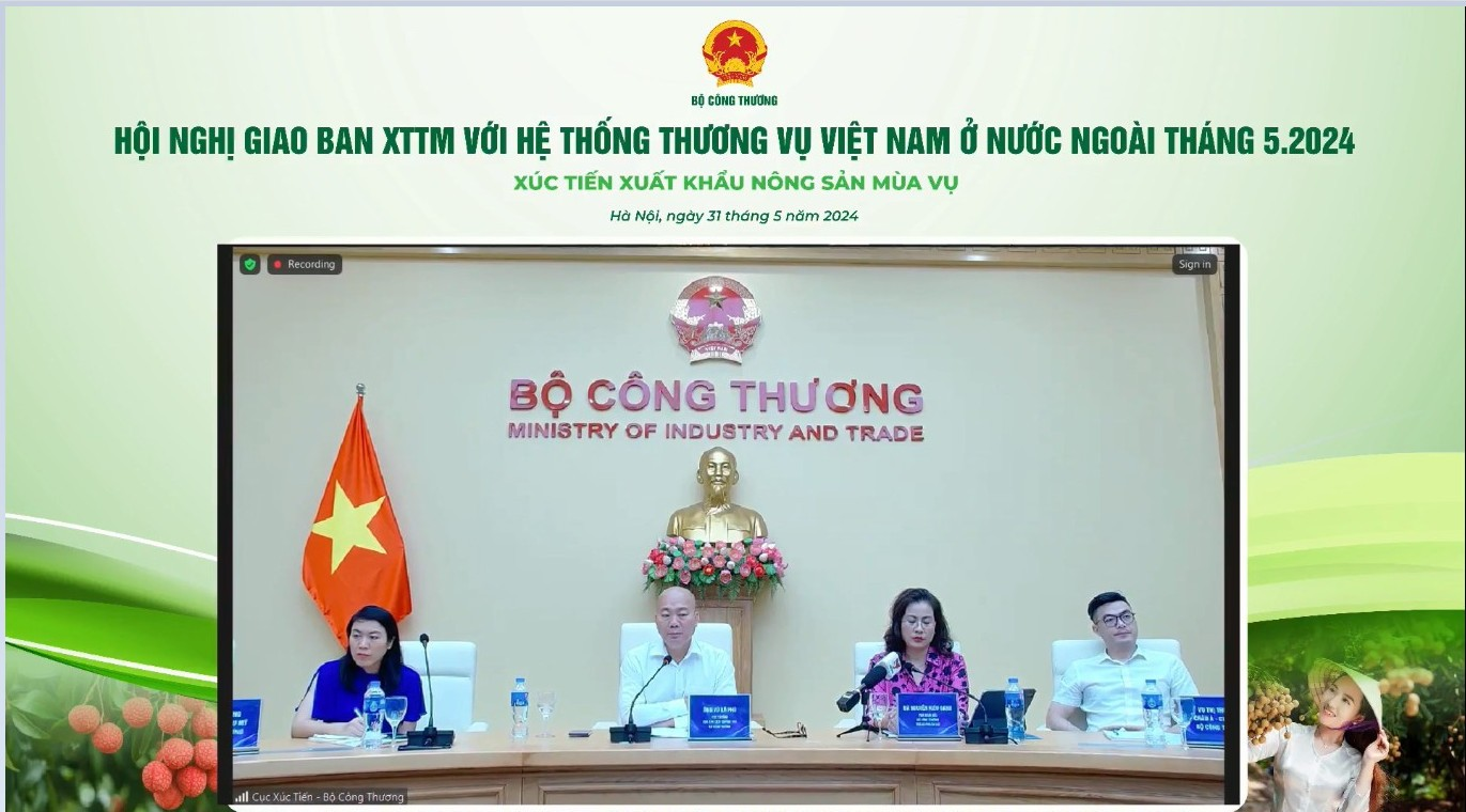(Thông báo) Mời tham dự Hội nghị giao ban XTTM với hệ thống Thương vụ Việt nam ở nước ngoài tháng 6/2024